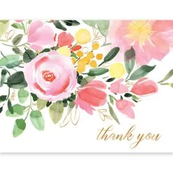 Promo 😀 JAM Paper Watercolor Flower Bloom Everyday Thank You Card Set, 20ct. 🤩