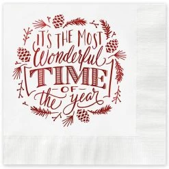 Flash Sale 🥰 JAM Paper White Most Wonderful Time Holiday Beverage Napkins, 25ct. ⌛