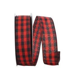 Discount 😀 JAM Paper 1.5" x 20yd. Wired Cabin Buffalo Check Ribbon 💯