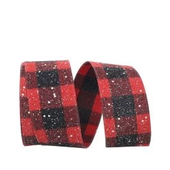 Buy ✨ JAM Paper 2.5" x 20yd. Wired Snow Speckled Large Buffalo Check Ribbon ✔️