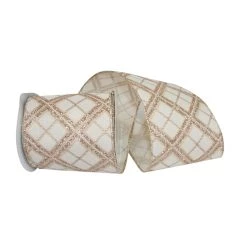 Discount 🌟 JAM Paper 4" Glitter 🎄 Christmas Diamonds Wired Ribbon ❤️