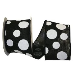 Wholesale ❤️ JAM Paper 4" Burlap Wired Black & White Dots Ribbon 🥰