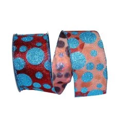 Wholesale ✨ JAM Paper 2.5" Glitter Wired Red Bubble Dots Ribbon 😉