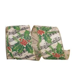 Best Pirce 🎉 JAM Paper 2.5" x 10yd. Wired Holly Berry Sheet Music Ribbon ⭐