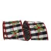 Flash Sale 😀 JAM Paper 4" x 5yd. Black & White Holly Embroidery Gingham Check Wired Ribbon 🎁 -Jam Paper Shop D376979S 1