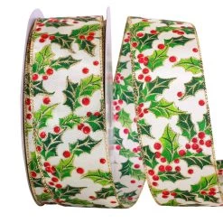 Top 10 🎉 JAM Paper 2.5" x 50yd. Wired Multicolor Holly Ribbon 🎁