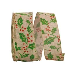 Cheap 💯 JAM Paper 2.5" x 50yd. x 50yd. Linen Wired Natural Holly Ribbon 😍