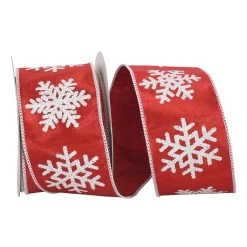 Wholesale ⌛ JAM Paper 2.5" x 10yd. Wired Glitter Snowflake Ribbon ✨