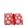 Budget 👏 JAM Paper 2.5" x 10yd. Wired White Snowflake Red Glitter Ribbon 💯 -Jam Paper Shop D377031S 1