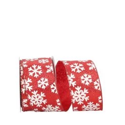 Budget 👏 JAM Paper 2.5" x 10yd. Wired White Snowflake Red Glitter Ribbon 💯