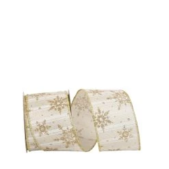 Best Sale 🌟 JAM Paper 2.5" x 10yd. Wired Golden Snowflakes Ribbon 🔔