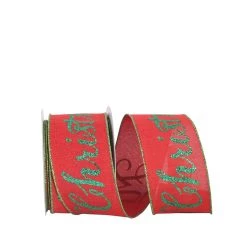 Wholesale 👏 JAM Paper 2.5" x 10yd. Wired Faux Linen Merry 🎄 Christmas Glitter Ribbon ⭐