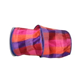 Hot Sale 🥰 JAM Paper 4" Purple Dupioni Plaid Wired Ribbon 🎁