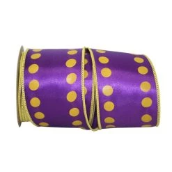 Outlet 🎁 JAM Paper 2.25" Purple Dots Line Wired Ribbon 👏