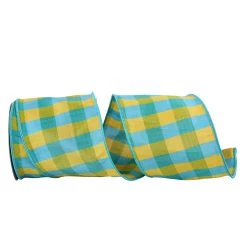 New 😍 JAM Paper 4" x 10yd. Wired Sunshine Plaid Dupioni Ribbon 🎉