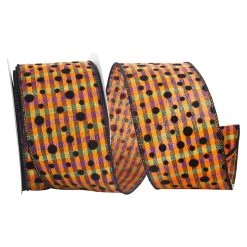 Coupon 🎁 JAM Paper 2.5" x 10yd. Fall Themed Plaid Felt Dots Ribbon 🎁