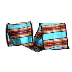 Hot Sale ✔️ JAM Paper 4" Elizabeth Dupioni Plaid Wired Ribbon 👍