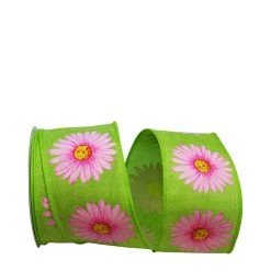 Buy 🤩 JAM Paper 2.5" Wired Faux Linen Gerbera Daisy Ribbon 🛒
