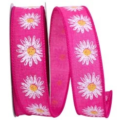 Best Pirce ⭐ JAM Paper 1.5" Wired Faux Linen Flower Row Ribbon 🔔