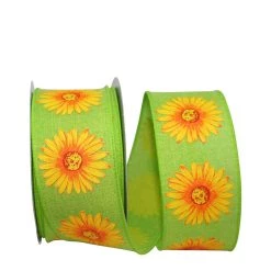 Outlet 👍 JAM Paper 2.5" Wired Faux Linen Gerbera Daisy Ribbon 🎁