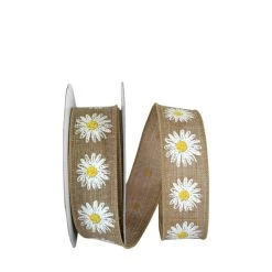 Best deal 🌟 JAM Paper 1.5" Wired Faux Linen Flower Row Ribbon 💯