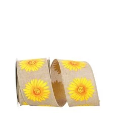 Cheapest 🤩 JAM Paper 2.5" Wired Faux Linen Gerbera Daisy Ribbon 🤩