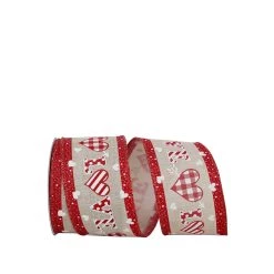 Cheap ⌛ JAM Paper 2.5" Wired Faux Linen Gingham Heart Love Ribbon ✔️