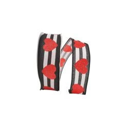 Cheap 💯 JAM Paper 1.5" Wired Heart Glitter Stripes Ribbon 🔥