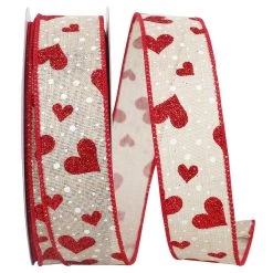 Best reviews of ✨ JAM Paper 1.5" Wired Faux Linen Heart Glitter & Dots Ribbon 🤩