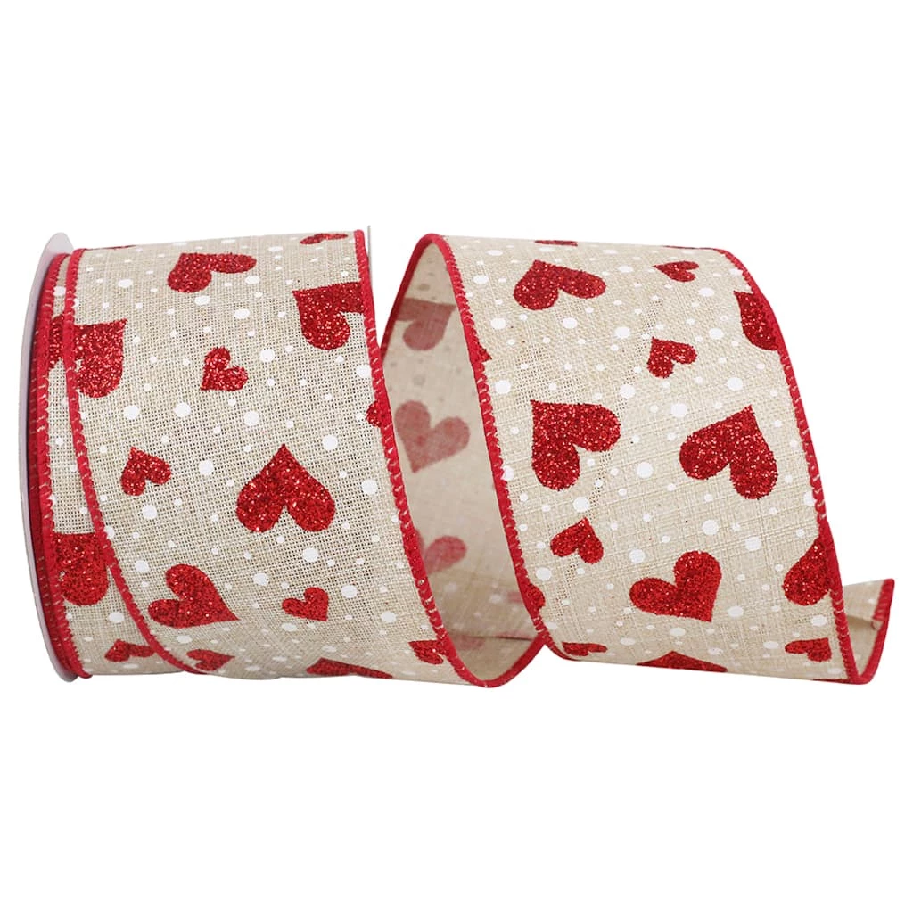 Deals 🤩 JAM Paper 2.5" Wired Faux Linen Heart Glitter & Dots Ribbon ✔️ 3 Deals 🤩 JAM Paper 2.5" Wired Faux Linen Heart Glitter & Dots Ribbon ✔️