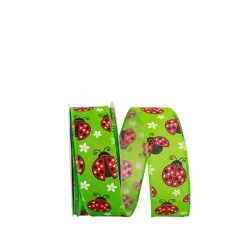 Best Sale ⭐ JAM Paper 1.5" Faux Linen Wired Apple Green Ladybug Ribbon 😉