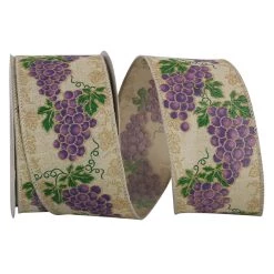 Cheap 🤩 JAM Paper 2.5" Faux Linen Sparkle Wired Grapes & Vines Ribbon 👍