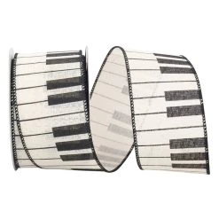Promo 💯 JAM Paper 10yd. Ivory Piano Keys Wired Ribbon 🎁