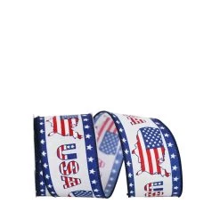 Deals 👍 JAM Paper 10yd. Red, White & Blue Star Border USA Map Wired Ribbon 🛒