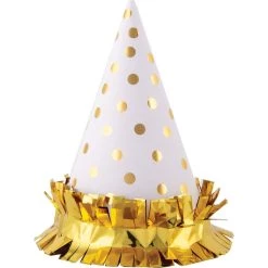 Best Sale 👏 JAM Paper 3" White with Gold Dots Party Hats, 6ct. 😉